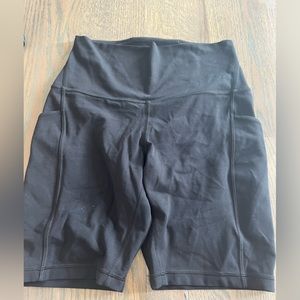 lululemon black biker shorts inseam is a 8” size 8